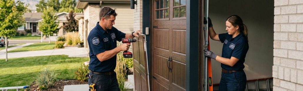 featured-c144f140-f672-44ae-abf7-4774c4c59498 Professional photograph of a construction team installing a garage door at a residential home in Denver, Colorado