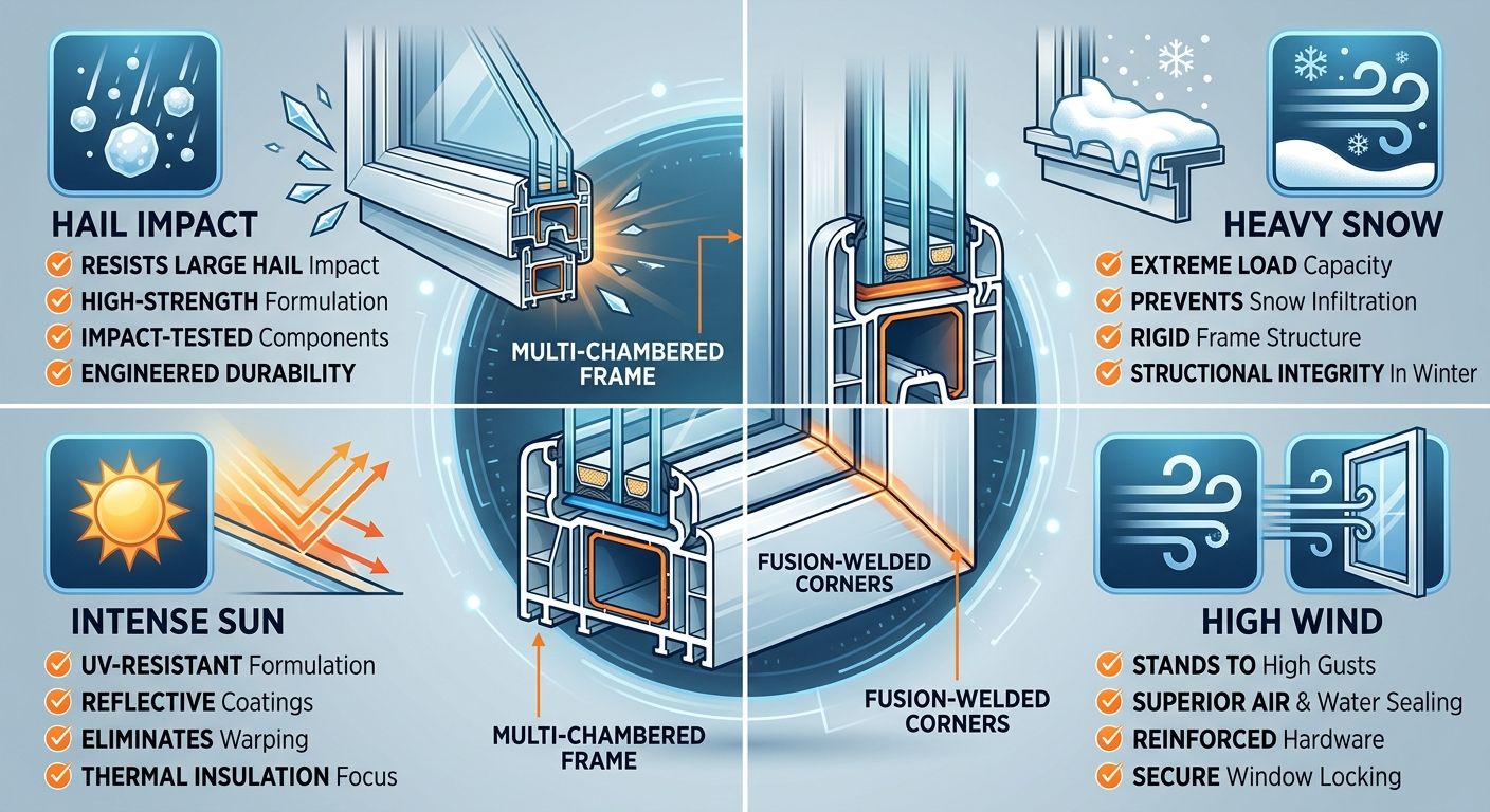 Infographic showing vinyl window performance in Colorado weather